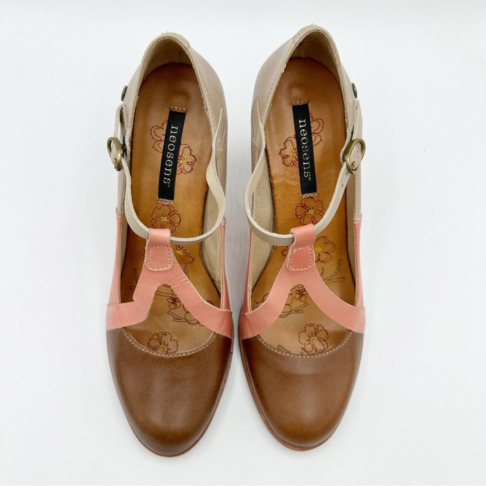Retro Neosens Tricolor Kitten Heels Style 694 Made in Spain Size EU 40 US 9.5 - Picture 6 of 15